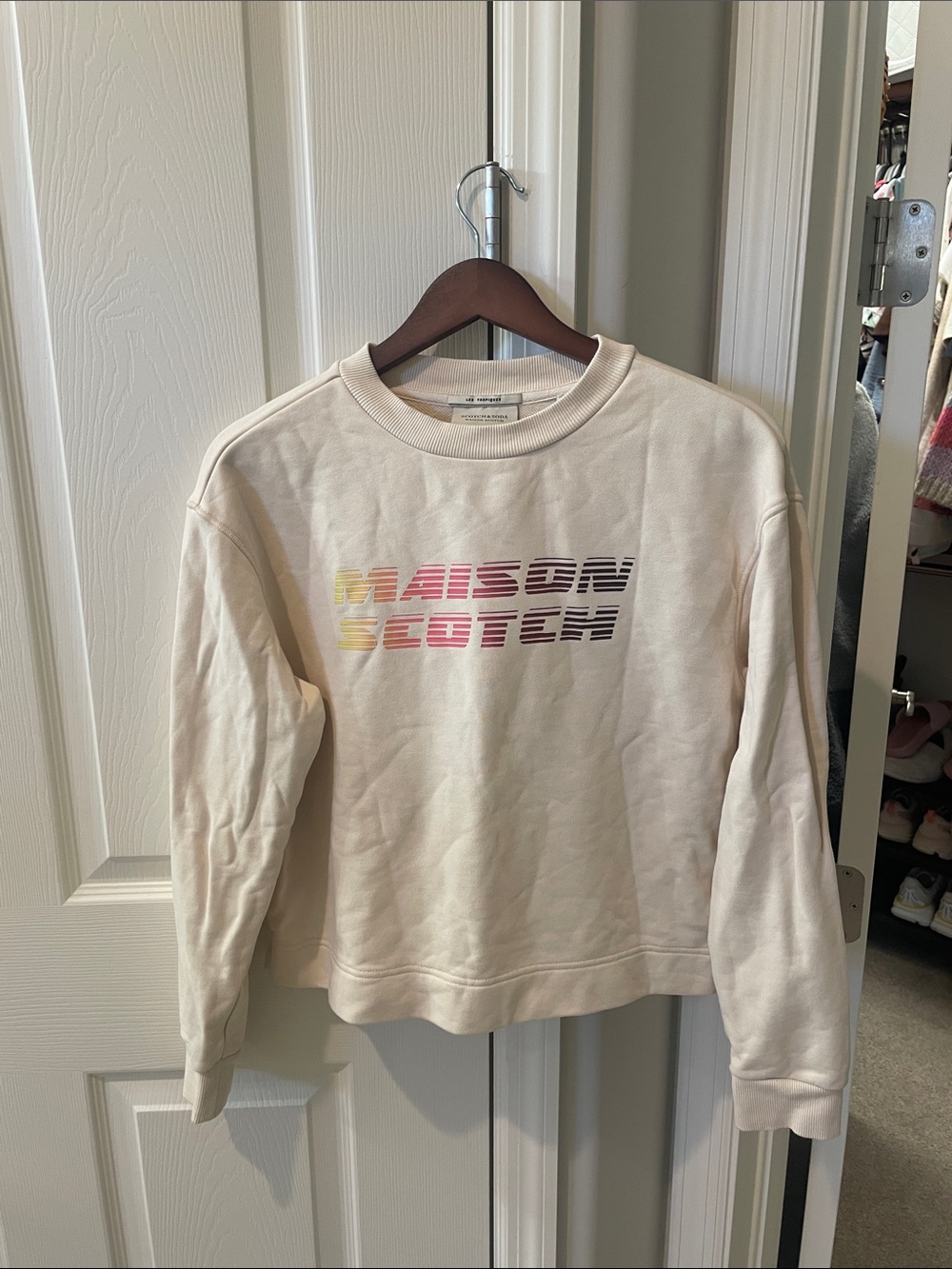Scotch & Soda Cream Logo Crewneck Sweatshirt